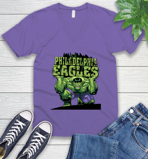 Philadelphia Eagles NFL Football Incredible Hulk Marvel Avengers Sports V-Neck T-Shirt 10