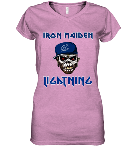 NHL Tampa Bay Lightning Iron Maiden Rock Band Music Hockey Sports l41EzFAv4X8 women v neck t shirt 39 95 151514 front heather radiant orchid