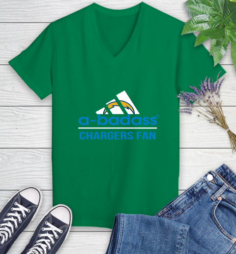 NFL A Badass Los Angeles Chargers Fan Adidas Football Sports Women's V-Neck T-Shirt 5