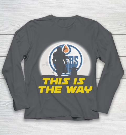 Edmonton Oilers NHL Ice Hockey Star Wars Yoda And Mandalorian This Is The Way Youth Long Sleeve 6