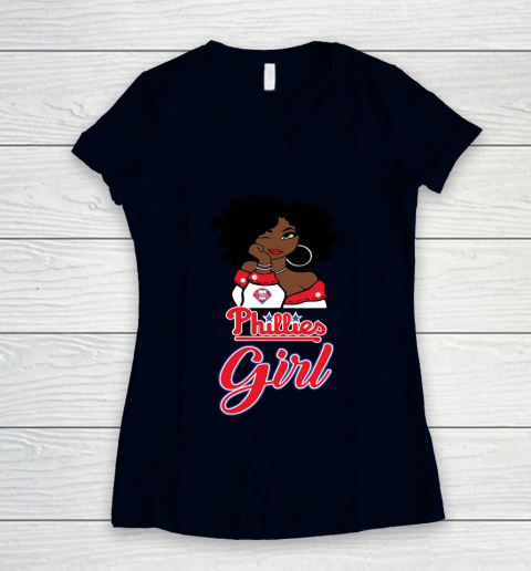 Philadelphia Philliess Girl MLB Women's V-Neck T-Shirt 3