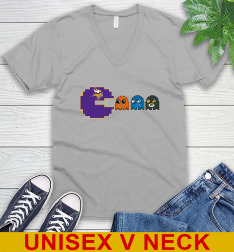 Minnesota Vikings NFL Football Pac Man Champion V-Neck T-Shirt 4
