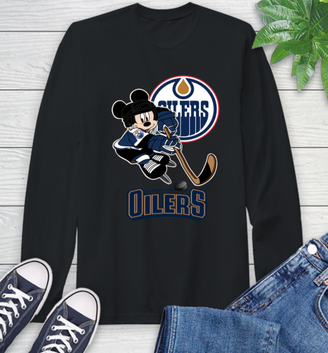 NHL Edmonton Oilers Mickey Mouse Disney Hockey T Shirt Long Sleeve T-Shirt 2
