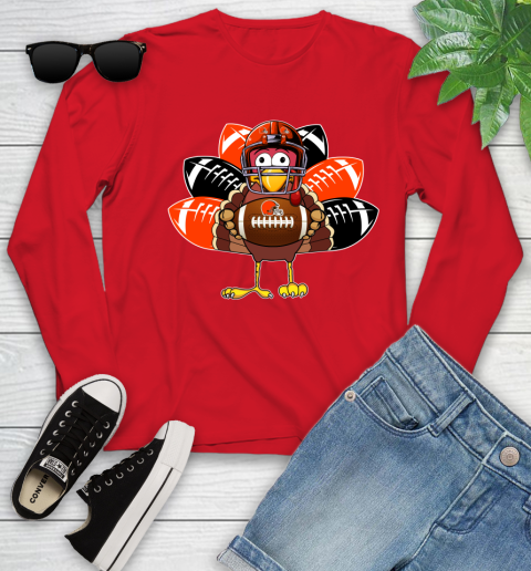 Cleveland Browns Turkey Thanksgiving Day Youth Long Sleeve - Image 12