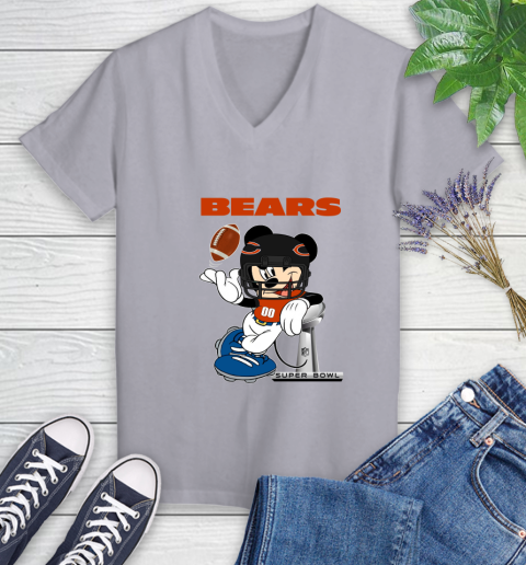 NFL Chicago Bears Mickey Mouse Disney Super Bowl Football T Shirt Women's V-Neck T-Shirt 18