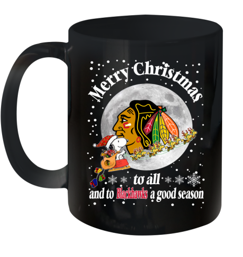 Chicago Blackhawks Merry Christmas To All And To Blackhawks A Good Season NHL Hockey Sports Ceramic Mug 11oz