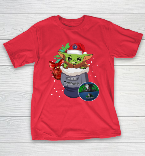 Minnesota Timberwolves Christmas Baby Yoda Star Wars Funny Happy NBA T-Shirt 10