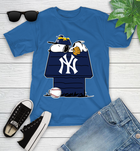 MLB New York Yankees Snoopy Woodstock The Peanuts Movie Baseball T Shirt Youth T-Shirt 9