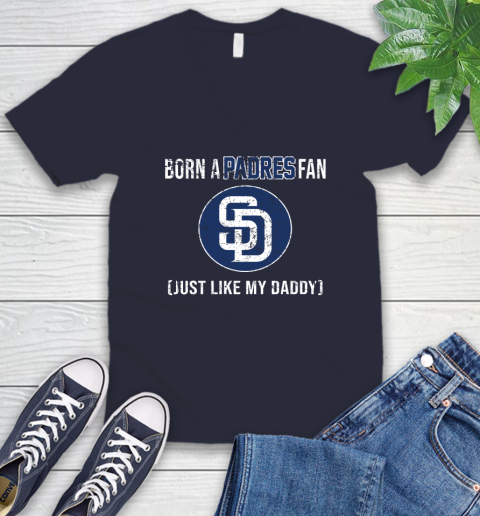 MLB Baseball San Diego Padres Loyal Fan Just Like My Daddy Shirt V-Neck T-Shirt - Image 3