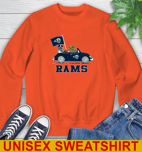 NFL Football Los Angeles Rams Darth Vader Baby Yoda Driving Star Wars Shirt Sweatshirt 4
