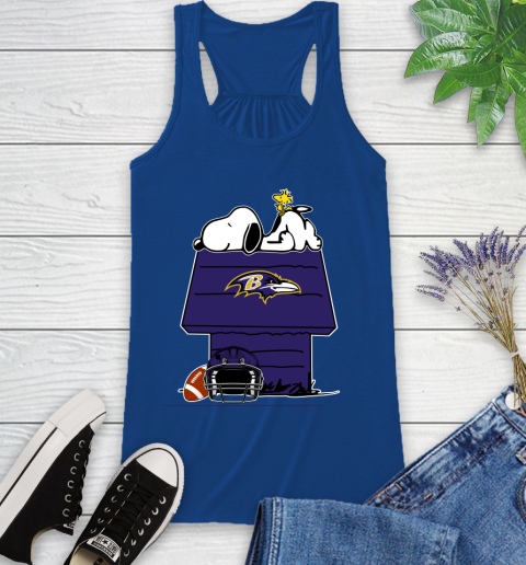 Baltimore Ravens NFL Football Snoopy Woodstock The Peanuts Movie Racerback Tank 9