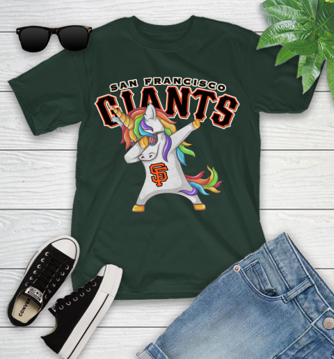 San Francisco Giants MLB Baseball Funny Unicorn Dabbing Sports Youth T-Shirt 5