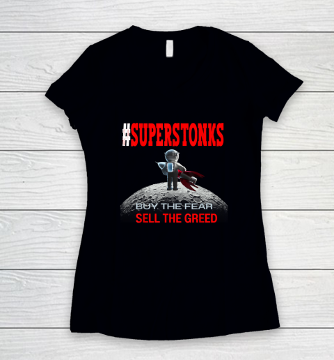 Super Stonks Astronaut To The Moon Funny PJ Women's V-Neck T-Shirt