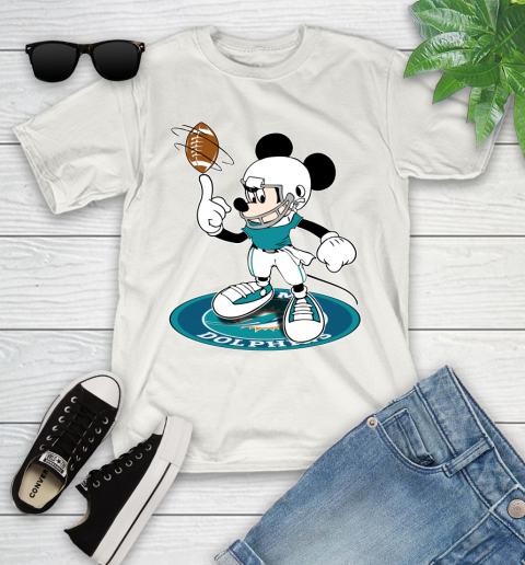 NFL Football Miami Dolphins Cheerful Mickey Disney Shirt Youth T-Shirt 2