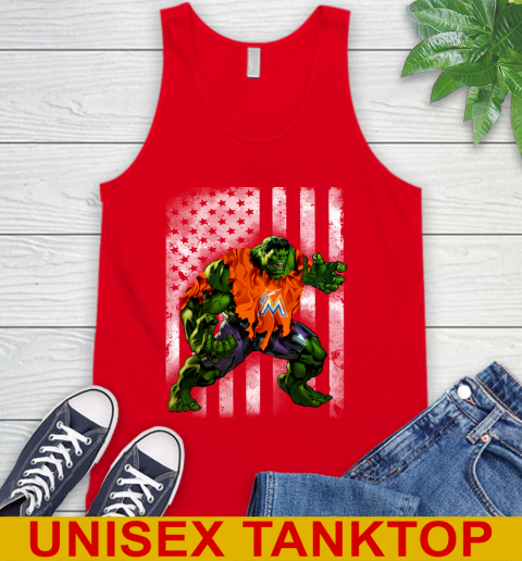 Miami Marlins Hulk Marvel Avengers MLB Baseball American Flag Tank Top 5