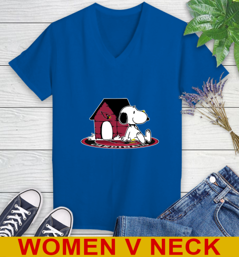 NFL Football Arizona Cardinals Snoopy The Peanuts Movie Shirt Women's V-Neck T-Shirt 11