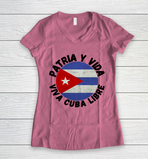 Patria Y Vida Viva Cuba Libre SOS CUba Free Cuba Women's V-Neck T-Shirt 7