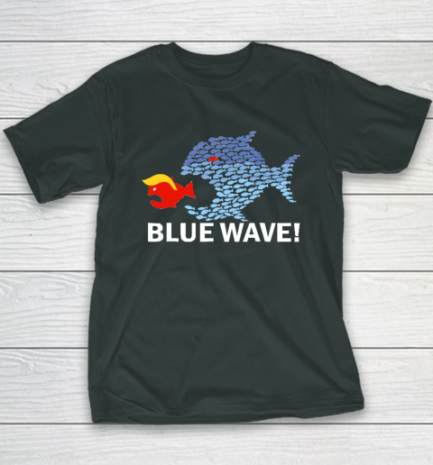 Blue Wave 2024 Funny Big Fish Eat Little Fish Trump Hair Youth T-Shirt 3
