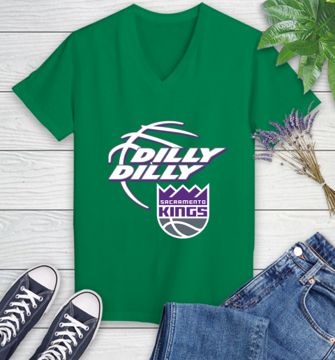 NBA Sacramento Kings Dilly Dilly Basketball Sports Women's V-Neck T-Shirt 5