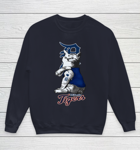 MLB Baseball My Cat Loves Detroit Tigers Youth Sweatshirt 2