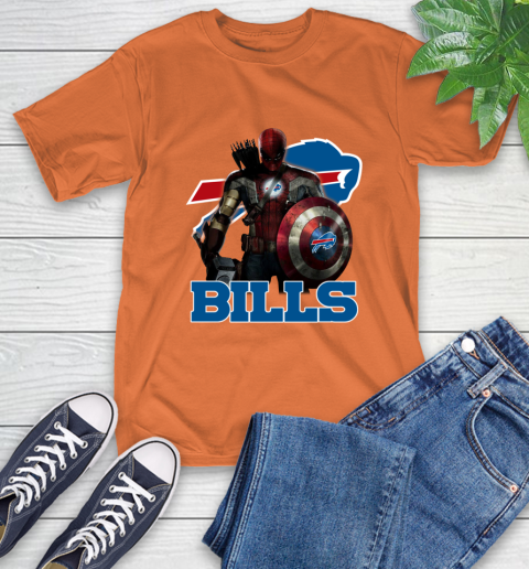 NFL Captain America Thor Spider Man Hawkeye Avengers Endgame Football Buffalo Bills T-Shirt 5