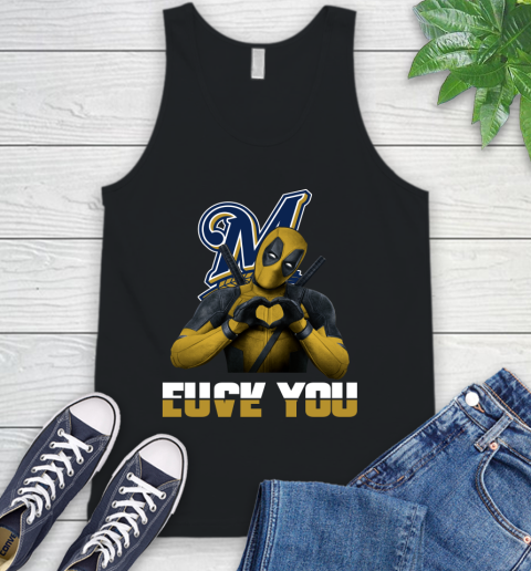 MLB Milwaukee Brewers Deadpool Love You Fuck You Baseball Sports Tank Top
