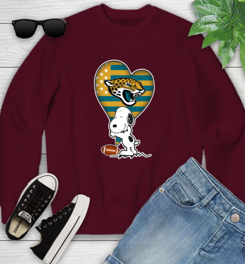 Jacksonville Jaguars NFL Football The Peanuts Movie Adorable Snoopy Youth Sweatshirt 5