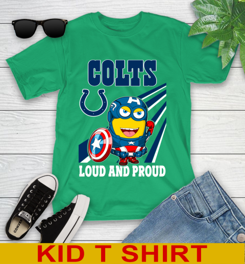 NFL Football Indianapolis Colts Captain America Marvel Avengers Minion Shirt Youth T Shirt Tee For Sports