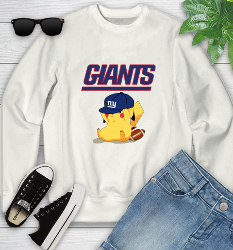 NFL Pikachu Football Sports New York Giants Youth Sweatshirt
