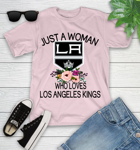 NHL Just A Woman Who Loves Los Angeles Kings Hockey Sports Youth T-Shirt 7