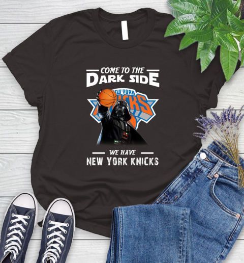 NBA Come To The Dark Side We Have New York Knicks Star Wars Darth Vader Basketball Women's T-Shirt 11