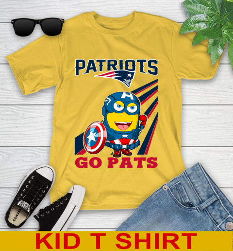 NFL Football New England Patriots Captain America Marvel Avengers Minion Shirt Youth T-Shirt 9
