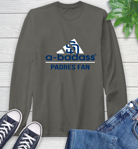 MLB A Badass San Diego Padres Fan Adidas Baseball Sports Long Sleeve T-Shirt 9