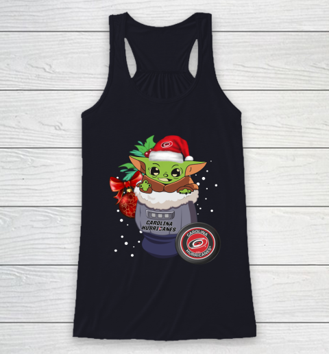 Carolina Hurricanes Christmas Baby Yoda Star Wars Funny Happy NHL Racerback Tank 8