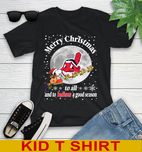 Cleveland Indians Merry Christmas To All And To Indians A Good Season MLB Baseball Sports Youth T-Shirt