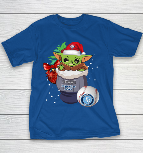 Tampa Bay Rays Christmas Baby Yoda Star Wars Funny Happy MLB Youth T-Shirt 8