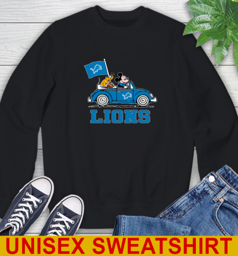 NFL Football Detroit Lions Pluto Mickey Driving Disney Shirt Sweatshirt 2