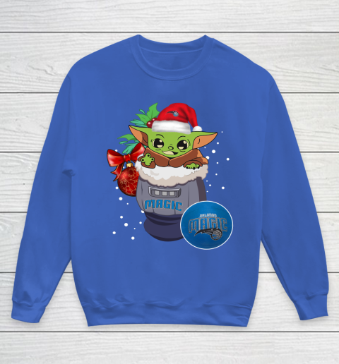 Orlando Magic Christmas Baby Yoda Star Wars Funny Happy NBA Youth Sweatshirt 8