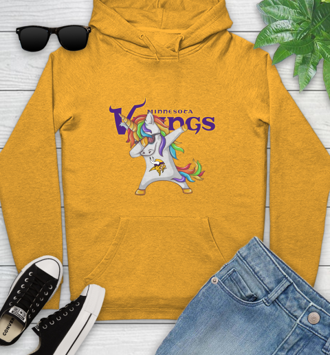 Minnesota Vikings NFL Football Funny Unicorn Dabbing Sports Youth Hoodie 3