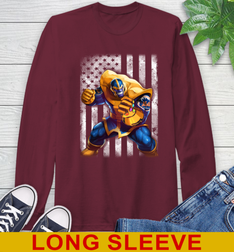 MLB Baseball New York Mets Thanos Marvel American Flag Shirt Long Sleeve T-Shirt 7