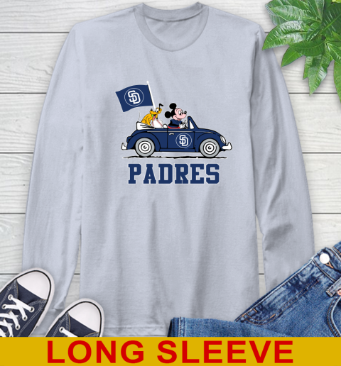 MLB Baseball San Diego Padres Pluto Mickey Driving Disney Shirt Long Sleeve T-Shirt 6