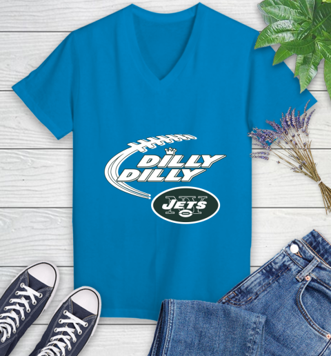NFL New York Jets Dilly Dilly Football Sports Women's V-Neck T-Shirt 7