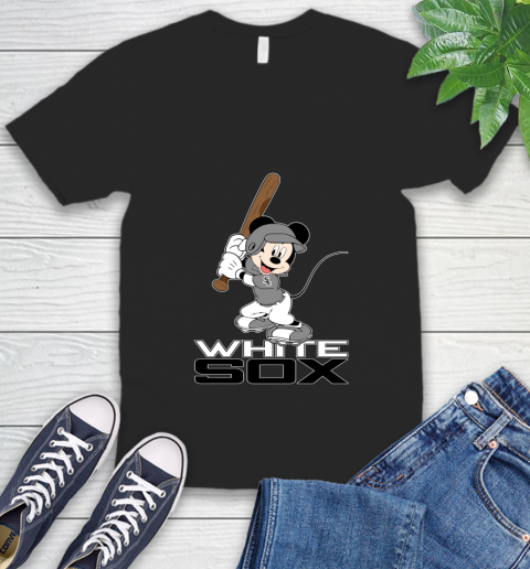 MLB Baseball Chicago White Sox Cheerful Mickey Mouse Shirt V-Neck T-Shirt