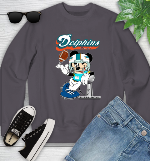 NFL Miami Dolphins Mickey Mouse Disney Super Bowl Football T Shirt Youth Sweatshirt 6