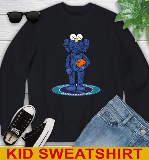 NBA Basketball Charlotte Hornets Kaws Bff Blue Figure Shirt Youth Sweatshirt 2