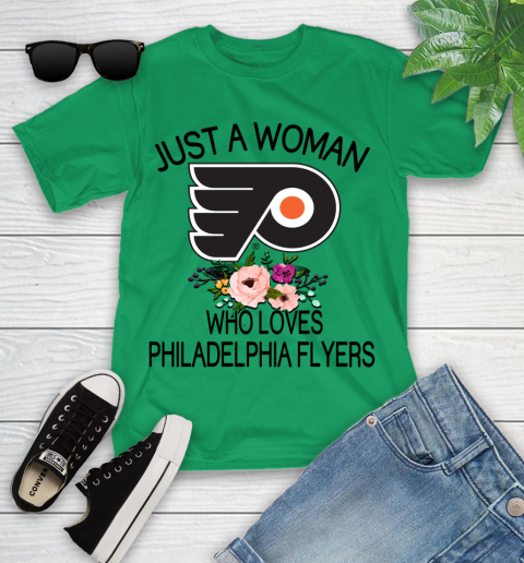 NHL Just A Woman Who Loves Philadelphia Flyers Hockey Sports Youth T-Shirt 3