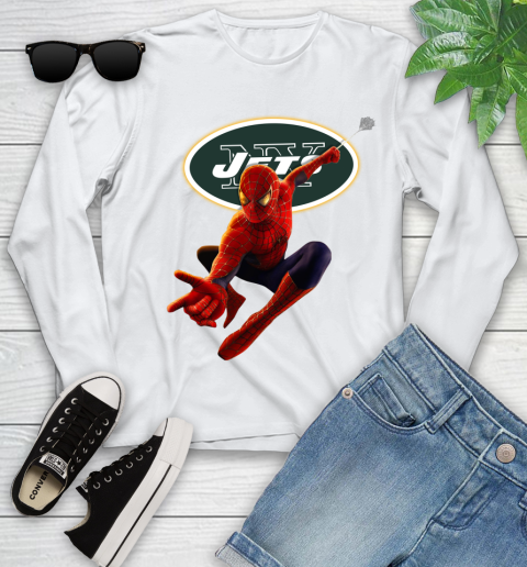 NFL Spider Man Avengers Endgame Football New York Jets Youth Long Sleeve