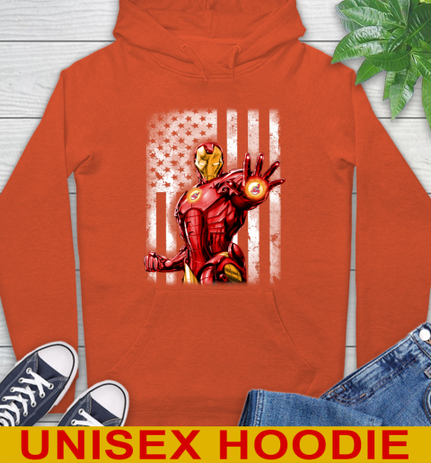 Cleveland Indians MLB Baseball Iron Man Avengers American Flag Shirt Hoodie 4
