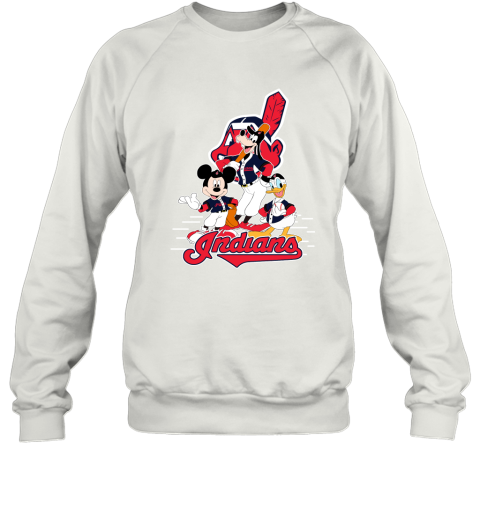 Cleveland Indians Mickey Donald And Goofy Baseball Sweatshirt