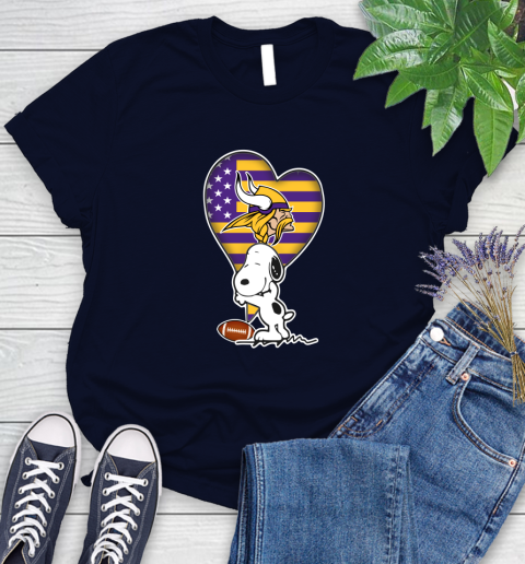 Minnesota Vikings NFL Football The Peanuts Movie Adorable Snoopy Women's T-Shirt 3